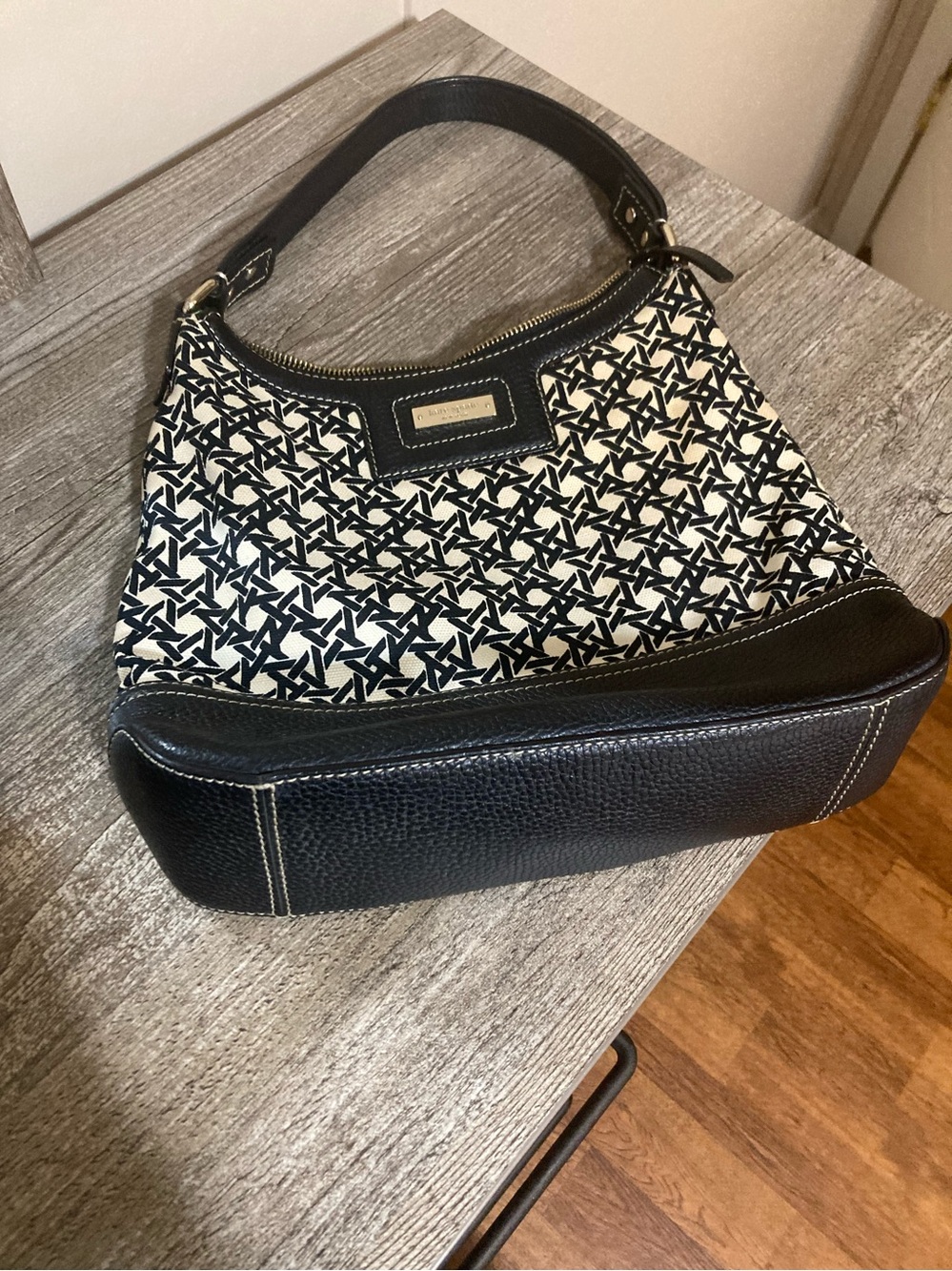 kate spade Black & White Geometric Canvas Shoulder Bag Y2K